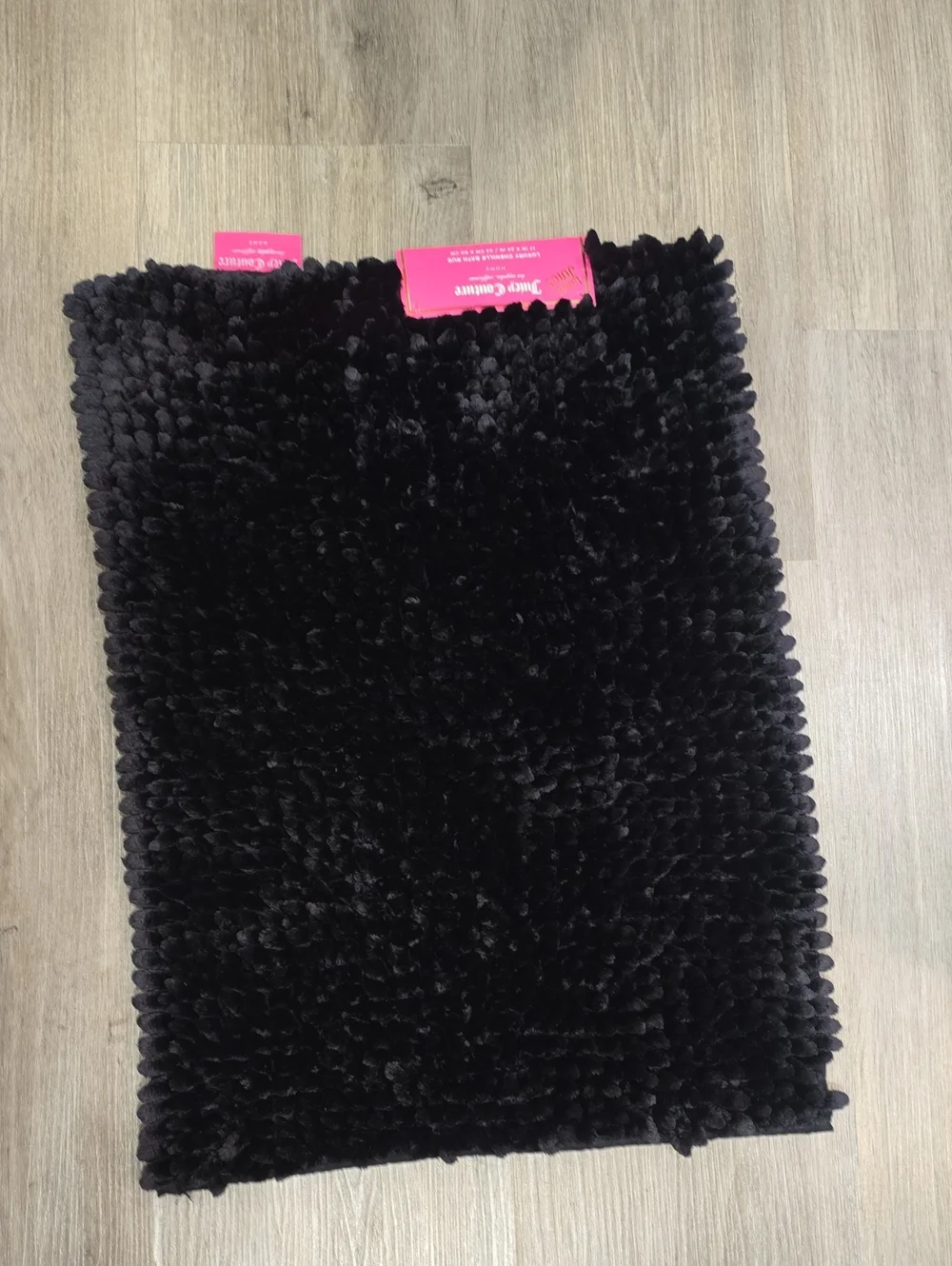 Juicy Couture Home Luxury Chenille Bath Rug- Black- Sm
